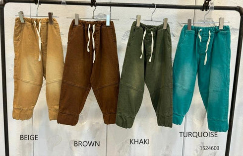 【130/140/150】カラーデニムカーゴジョガーパンツ1524603j